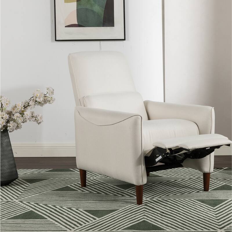 Roomfitters Push Back Recliner Chair, Modern Upholstered Accent Lounge Seating, Beige