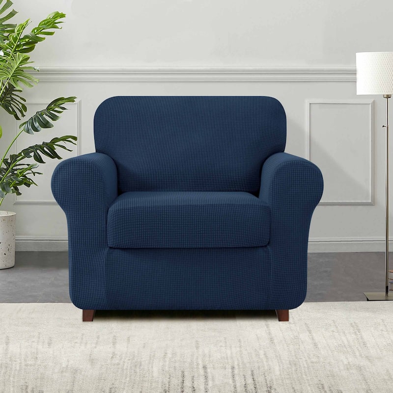 Subrtex 3-Piece Stretch Armchair Slipcover Sets with 1 Backrest Cushion Covers and 1 Seat Cushion Covers - Navy