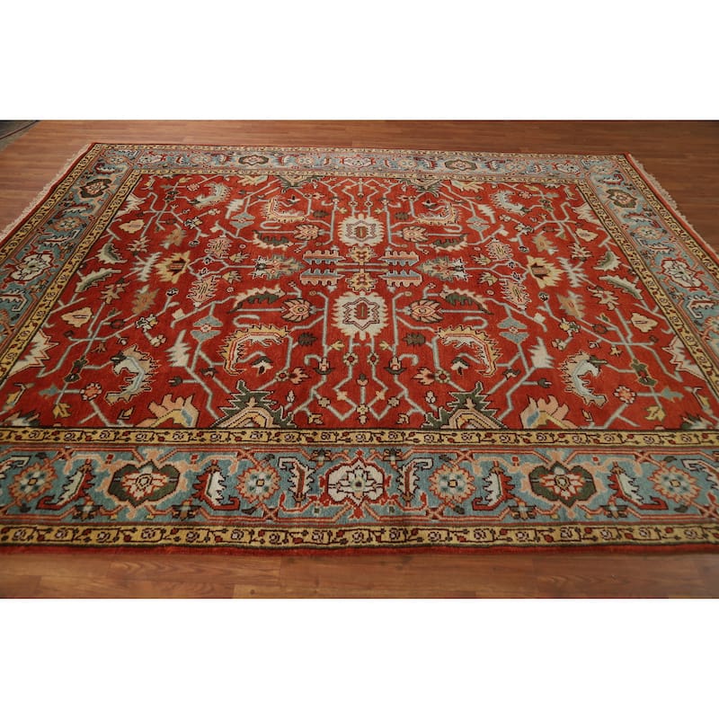 Hand Knotted Oriental 100% Wool Carpet Transitional All-Over Oranges & Rust Oushak Area Rug - 10' 2'' X 8' 1''