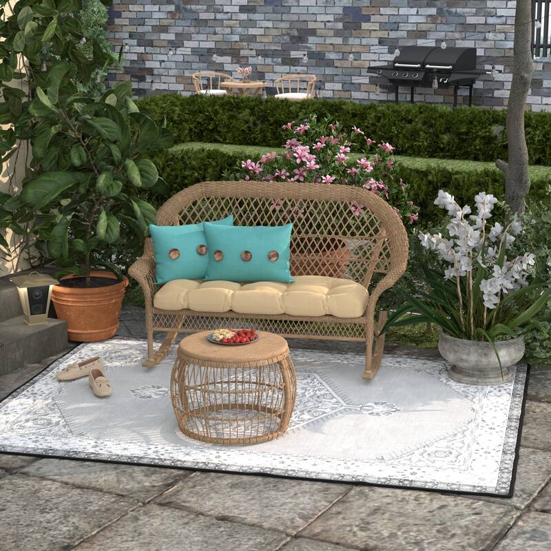 20" x 13" Outdoor Lumbar Pillow with Buttons - Set of 2 - 13'' L x 20'' W x 6'' H - Zayne Tuscany