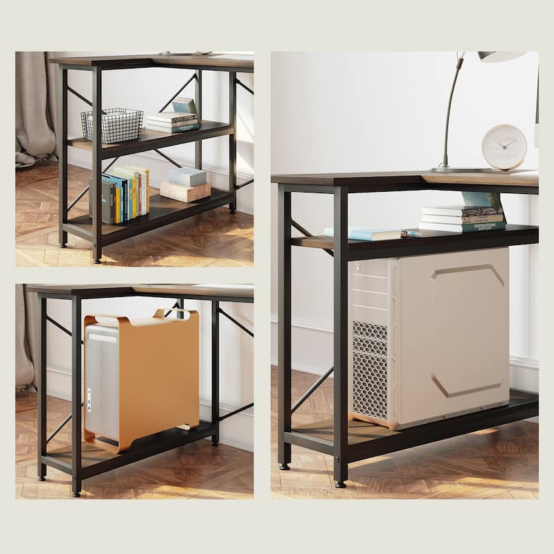 Small L Shaped Desk with Storage Shelves Corner Computer Desk