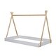 preview thumbnail 7 of 8, Twin Size Tent Floor Bed with X-Shaped Railings, Triangle Structure, Solid Wood Frame, and Hanging Board, White+Natural