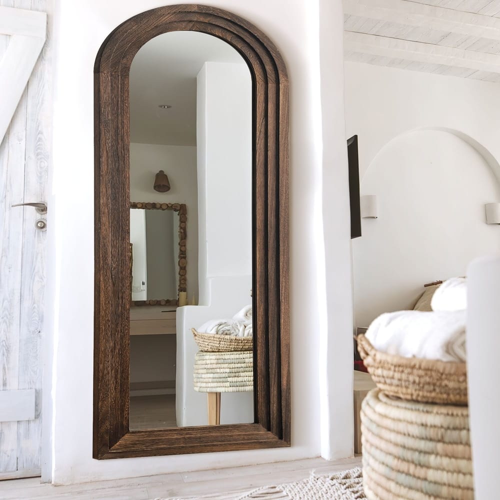 Wooden Frame Ladder-Style Wall Mirror - 71*31