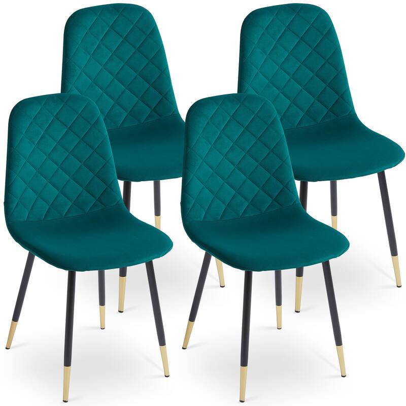 Tufted Accent Chairs with Golden Color Metal Legs Set of 2
