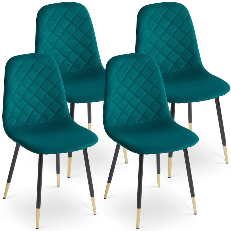 Tufted Accent Chairs with Golden Color Metal Legs