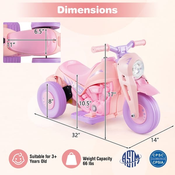 Gymax 6V Kids Bubble Car Electric Ride on Motorcycle w/ Music Button &