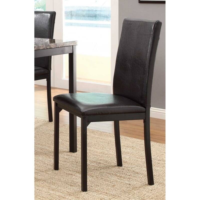 Leatherette Upholstered Counter Height Metal Frame Side Chair, Dark Brown (Set of 4) - 36 H x 21.5 W x 17.5 L Inches