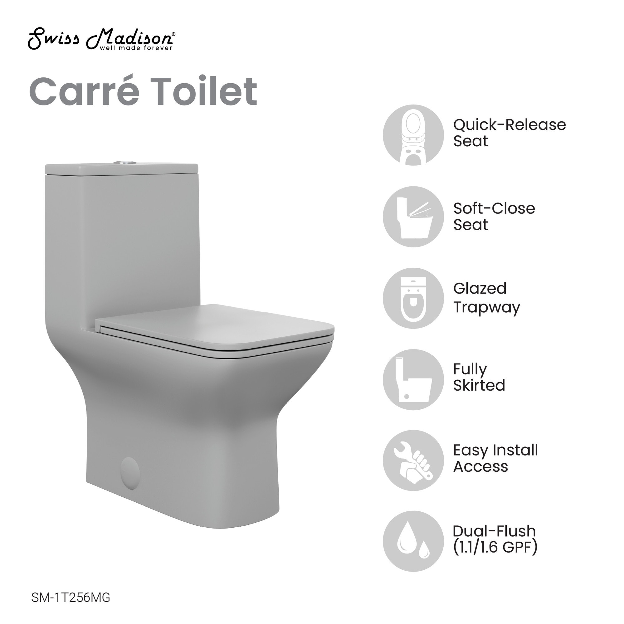 Cascade One-Piece Compact Toilet Dual-Flush 1.1/1.6 GPF Cascade One-Piece Compact Toilet Dual-Flush 1.1/1.6 GPF