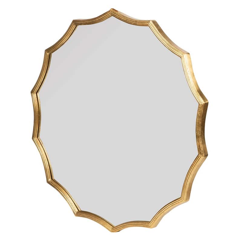 Round Sunburst Wall Mirror with Gold Finish