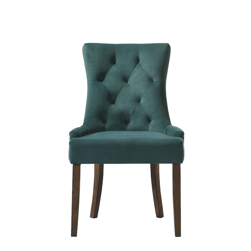 Farren Green Velvet & Weathered Oak Finish Side Chair (Set of 2)