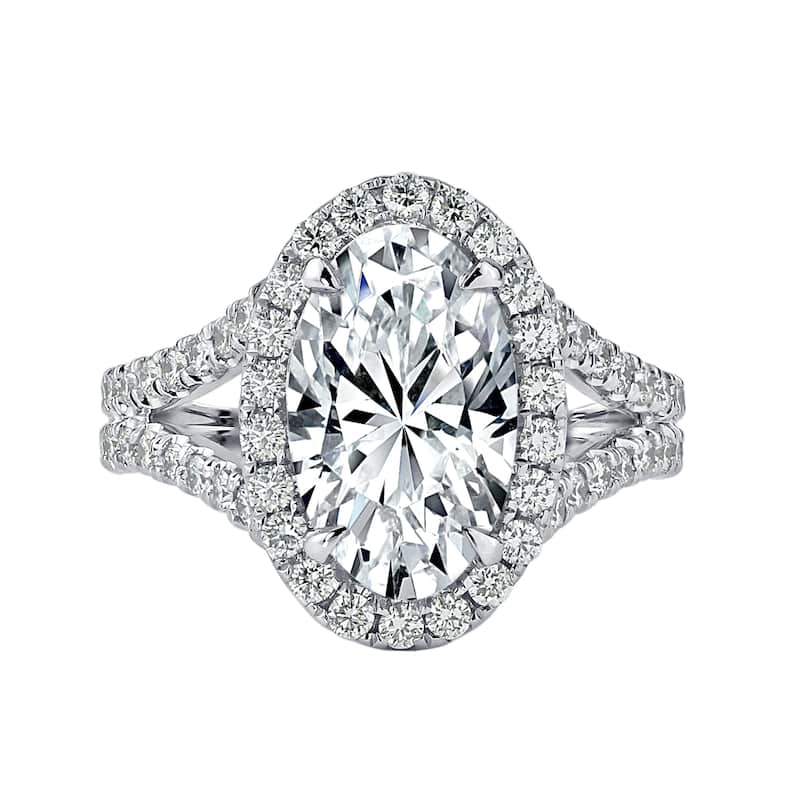 Auriya 18KT Gold 5 1/4ctw Oval-cut Halo Diamond Engagement Ring Certified (H-I, I1-I2)
