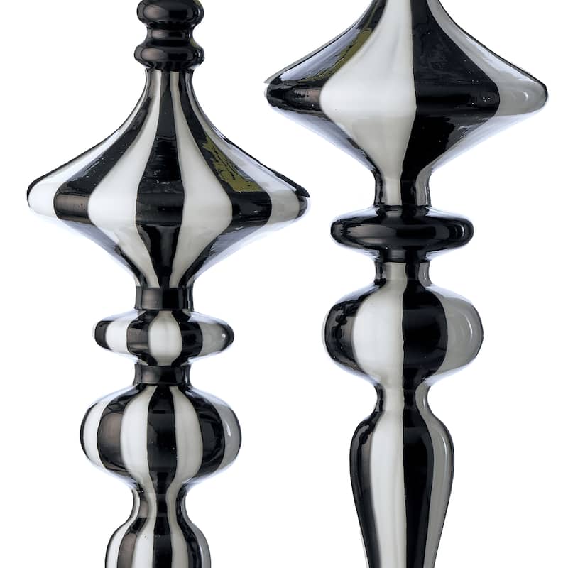 11.5" Glass Stripe Finial Ornament