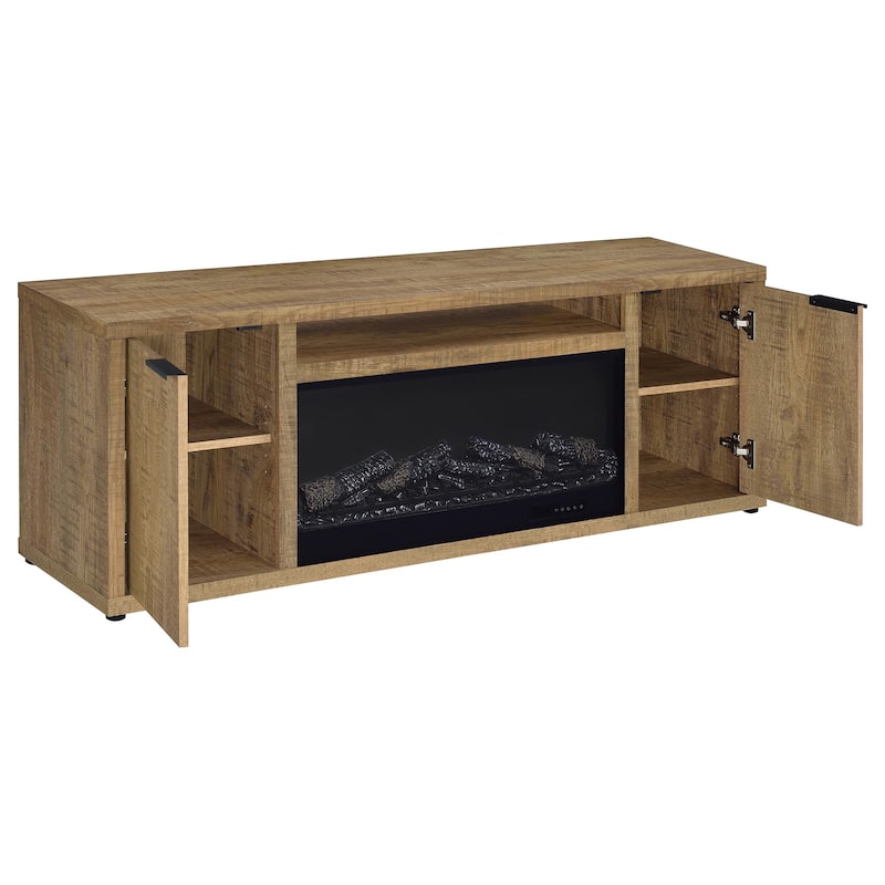 Fuller 60-Inch 2-Door TV Stand Fireplace Media Console Mango