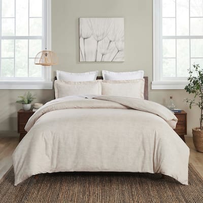 Superior Melange Flannel Cotton Two-Toned Brushed Duvet Cover Set