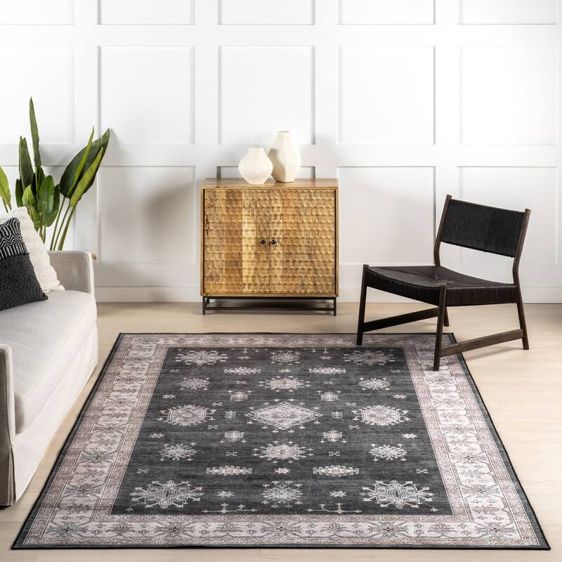 Nuloom Moxie SplashGuard Traditional Bordered Machine Washable Area Rug