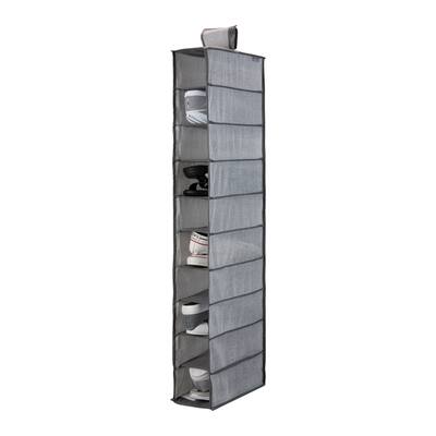Simplify 10 Shelf Shoe Organizer in Heather Grey - 6"x 12"x 47"