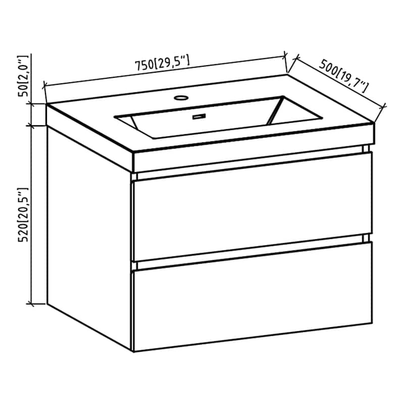 MDF Wall-Mounted Bathroom Vanity Set in Rose Wood with Integrated Culture Marble Sink