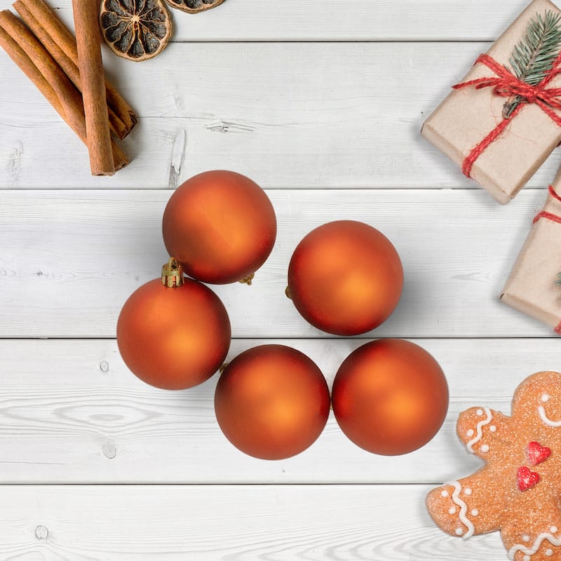 60ct Burnt Orange Shatterproof Matte Christmas Ball Ornaments 2.5"