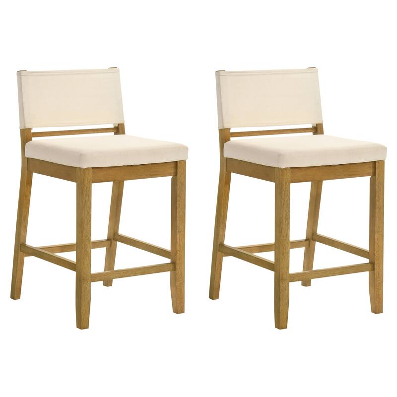 Yanely Mdoern Bar Stool, Upholstered Counter Height Stool with Solid Wood Legs - Set of 2 - Amber Glow - Counter Height