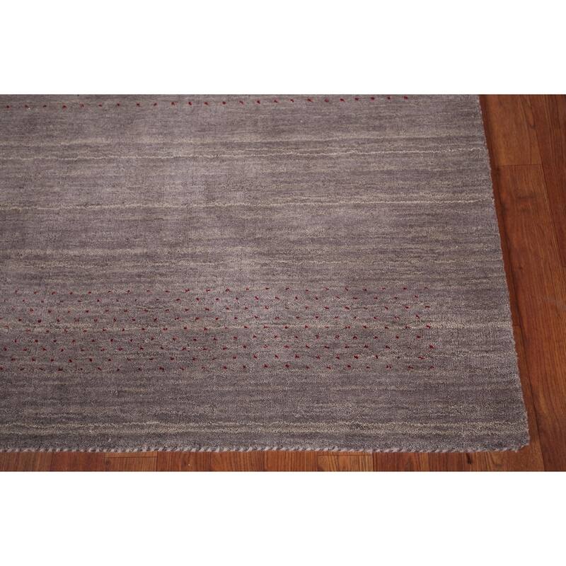 Little Animals Gray Gabbeh Indian Area Rug Handmade Wool Carpet - 5'1"x 8'0"