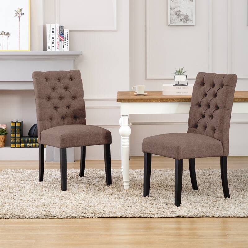 Grandview Tufted Upholstered Linen Fabric Dining Chair