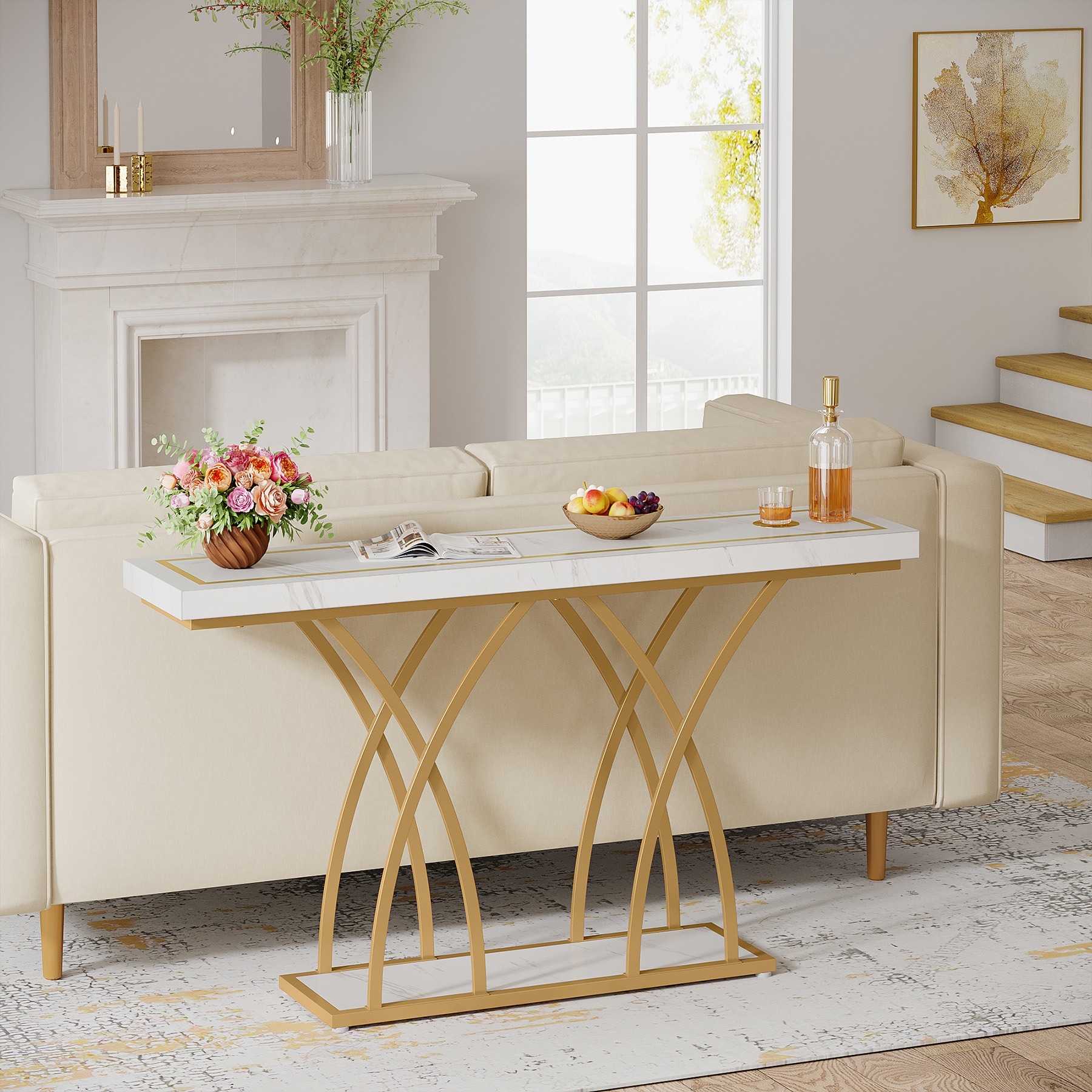 Long white sale sofa table