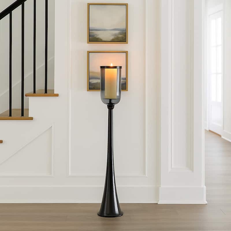 Modern Metal and Glass Floor Candle Stand for Pillar Candles
