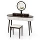 preview thumbnail 1 of 38, Costway Solid Wood Makeup Vanity Desk Set with LED Lighted Mirror