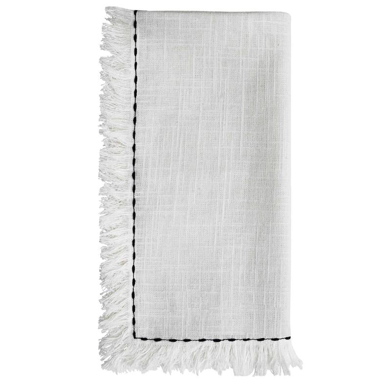 Vibhsa Cotton Napkins set of 4 for Dining Table Black Embroidered 20"x20"