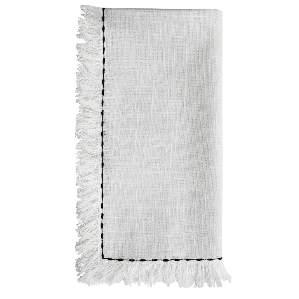 Vibhsa Cotton Napkins set of 4 for Dining Table Black Embroidered 20"x20"