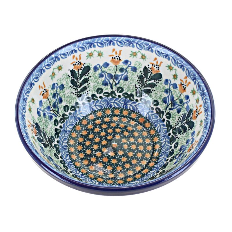 Blue Rose Polish Pottery Ceramika Artystyczna Cereal Bowl