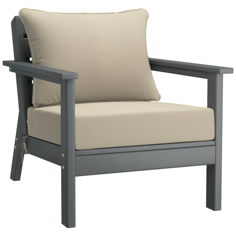 Birchwood All Weather HDPE Outdoor Patio Gray Deep Seating Conversation Set (5-Piece Set)