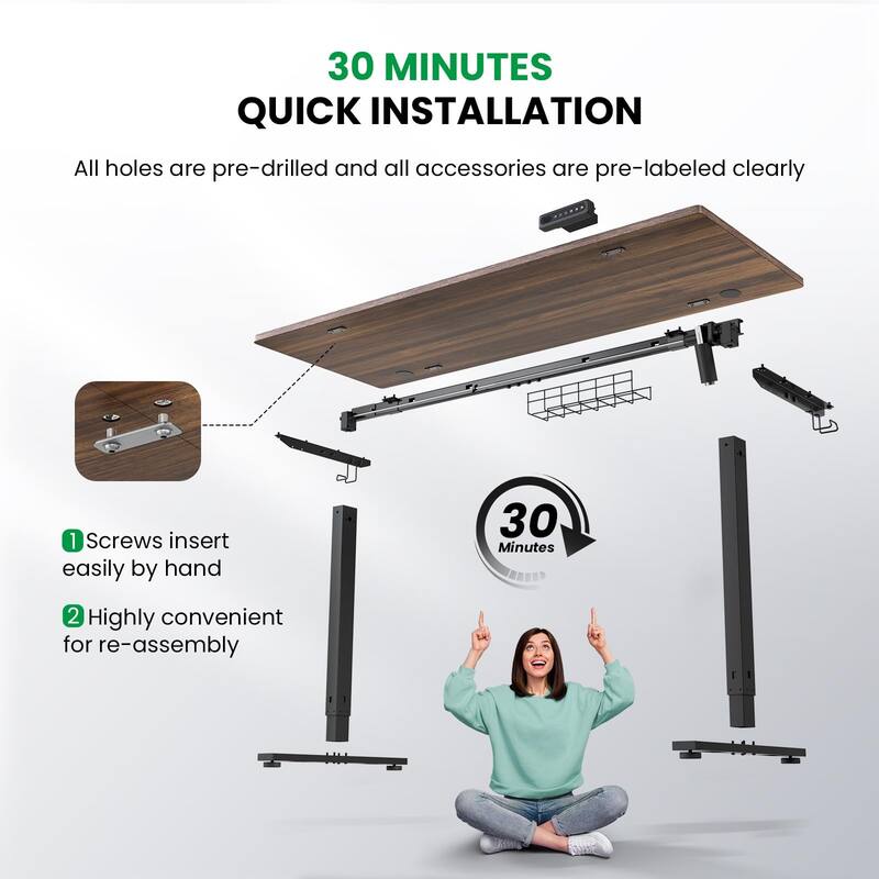 SIAGO 48 x 24 Inch Computer Desk Height Adjustable Electric Sit Stand Up Desk