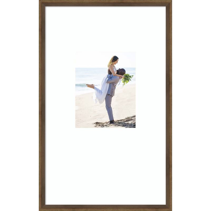 Lucie Black Framed Picture Frame, Photo Frame - 16x26 Matted White 8x10 - Lucie Light Bronze