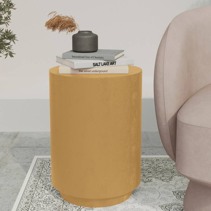 Ramble 14" Wide Round Side Table in Fiberstone Tapered Base Design End Table for Indoor and Outdoor