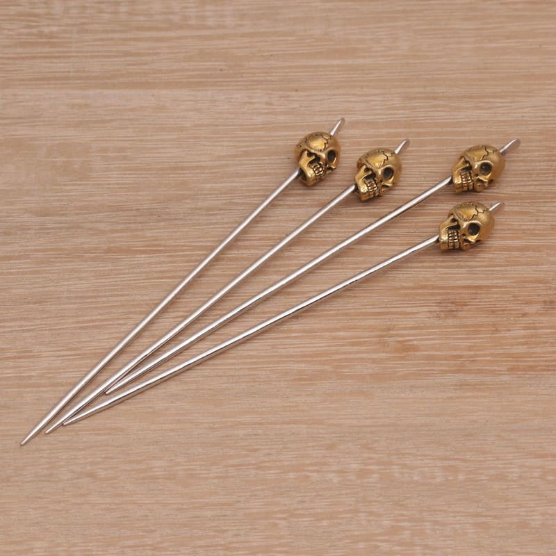 Handmade Smiling Skull cocktail picks (Indonesia)