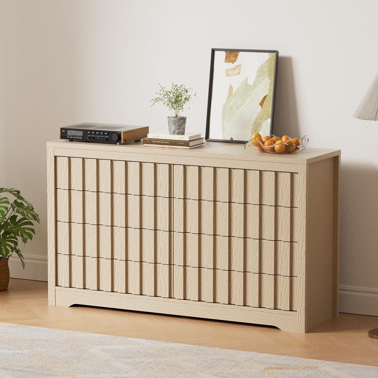 8 Drawers Fluted Modern Dresser, Versatile Chest of Drawers for Bedroom