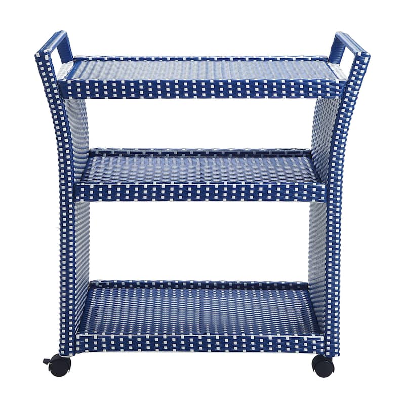 Courtnie French Aluminum 3-Shelf Outdoor Serving Cart by Furniture of America