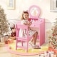 preview thumbnail 17 of 17, Kids Vanity Set with Mirror Princess Makeup Dressing Desk and Chair Set with Mirror-White