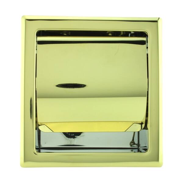 slide 2 of 10, Stainless Steel Toilet Paper Holder Wall Mount 6.37" Brass Finish Recessed Toilet Paper Roll Holder Renovators Supply Gold
