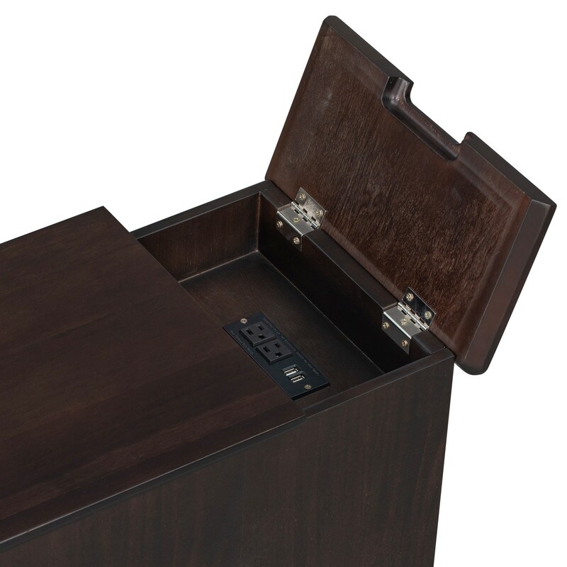 End tables with usb ports and outlet cup holders