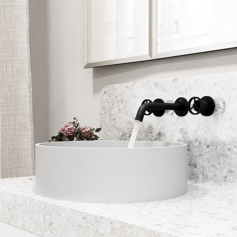 VIGO Cass 3" H 2-Handle Wall Mount Bathroom Faucet