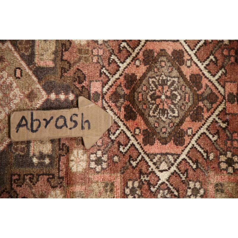 Orange Gharajeh Persian Vintage Runner Rug Handmade Wool Carpet - 1'10"x 7'5"