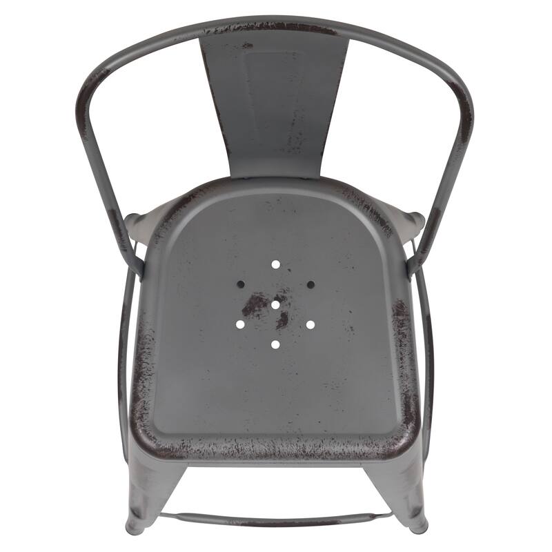 30-inch Distressed Metal Indoor/Outdoor Barstools (Set of 4) - 19"D x 18"W x 46"H