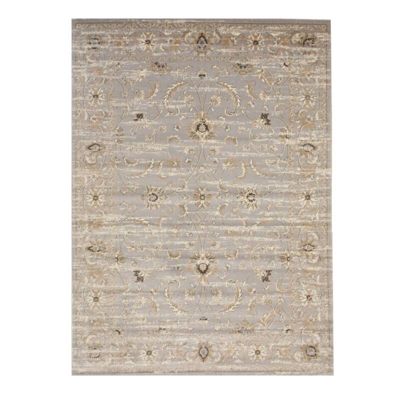 Gray Distressed Polypropylene Traditional Bohemian Style Rug, 5'3 x 7'3, Cozy Vibrant Home Rug - L