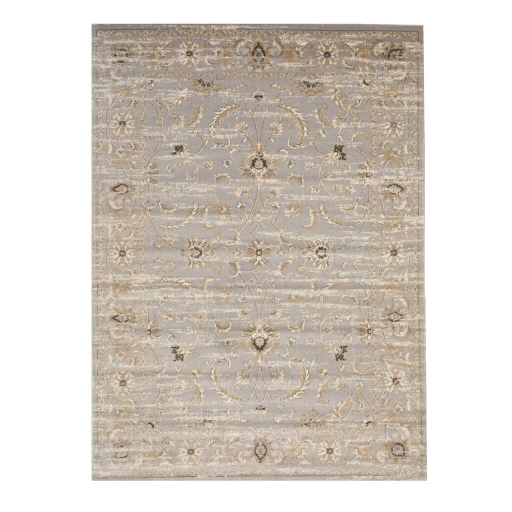 Gray Distressed Polypropylene Traditional Bohemian Style Rug, 5'3 x 7'3, Cozy Vibrant Home Rug - L