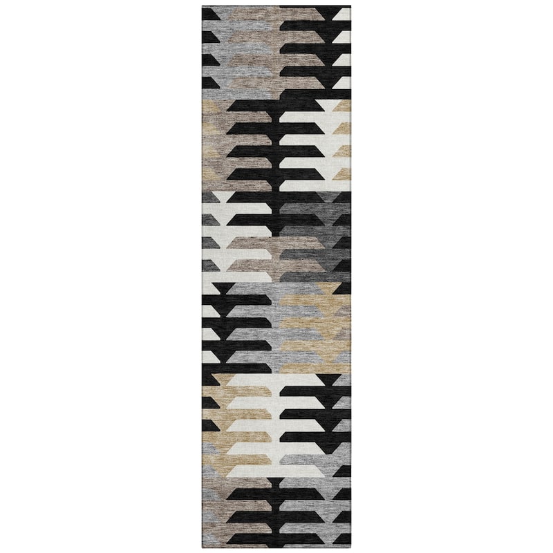 Machine Washable Indoor/ Outdoor Modern Stacks Chantille Rug