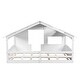 preview thumbnail 17 of 15, Full Size Solid Wood House Bed with Roof and Guardrail for Kids