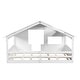 preview thumbnail 17 of 15, White Full Size Solid Wood House Bed with Roof, Window, and Guardrail