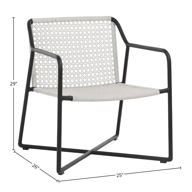 Catalina Indoor-Outdoor Grey and Black Woven Rope and Iron Occasional Chair